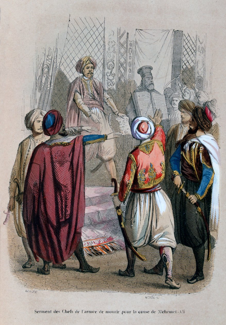 Juramento de los Comandantes del Ejército para Morir por la Causa de Mehmet Ali, Egipto, 1805-1847 de Jean Adolphe Beauce