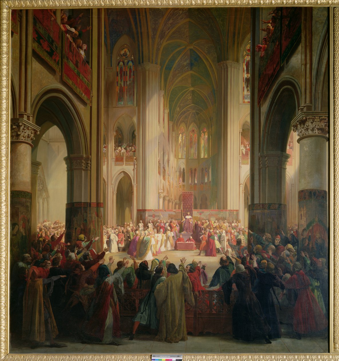 Reunión de los Estados Generales de París en Notre-Dame después de la muerte de Carlos IV de Jean Alaux