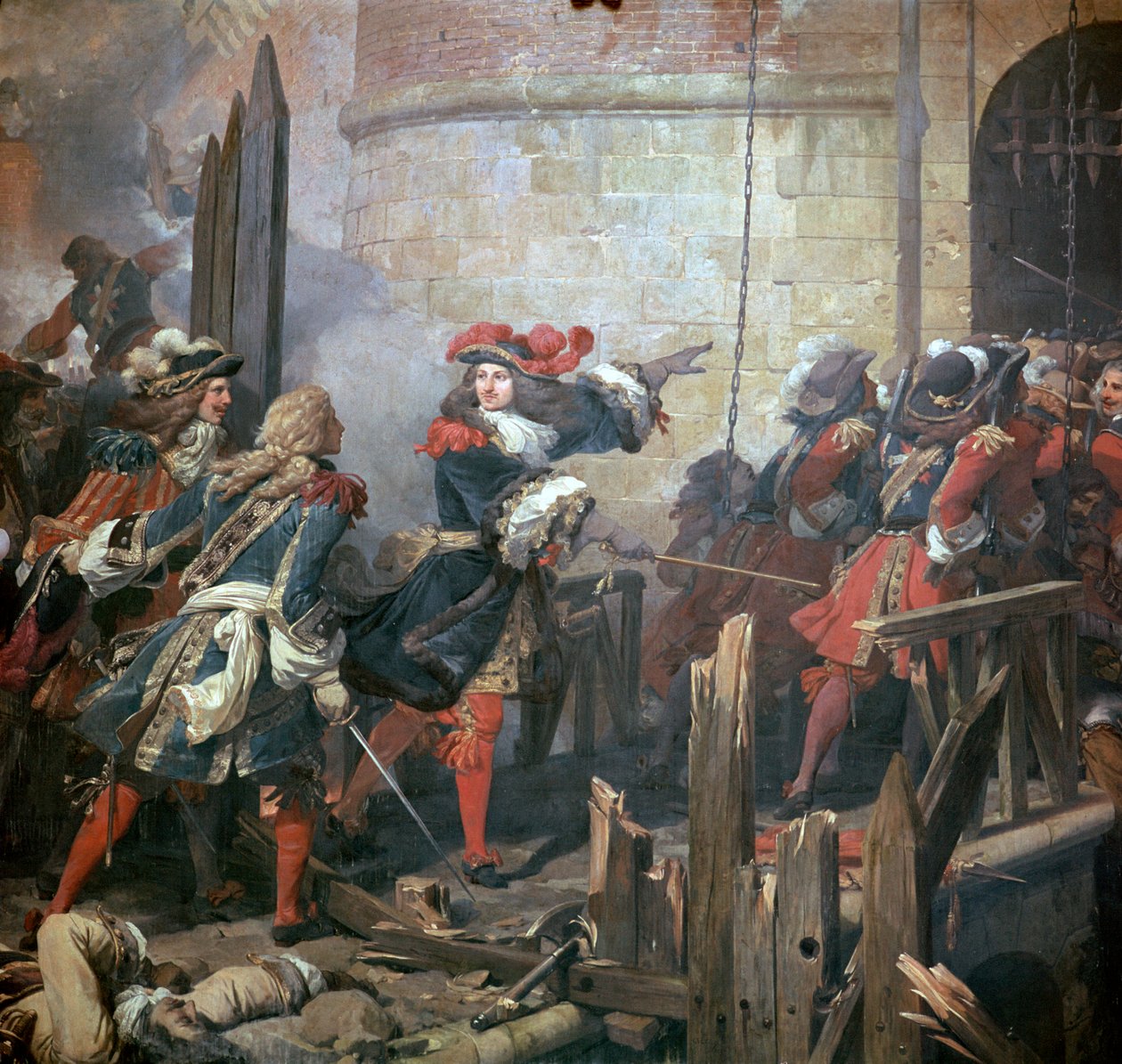 Luis XIV lidera el asalto de Valenciennes, siglo XVII de Jean Alaux