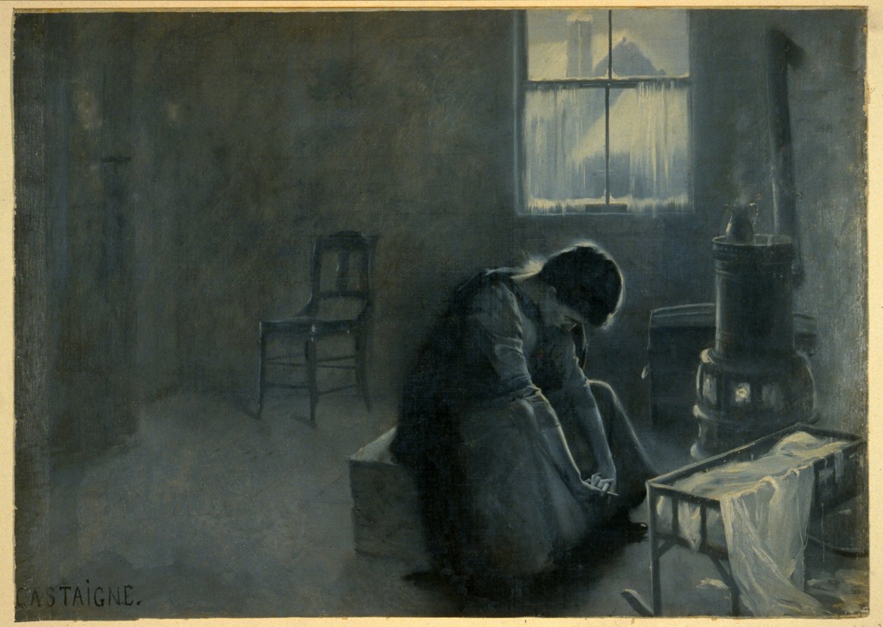 Ha sido un invierno duro, pub. 1893 (litografía en color) de Jean Alexandre Michel Andre Castaigne