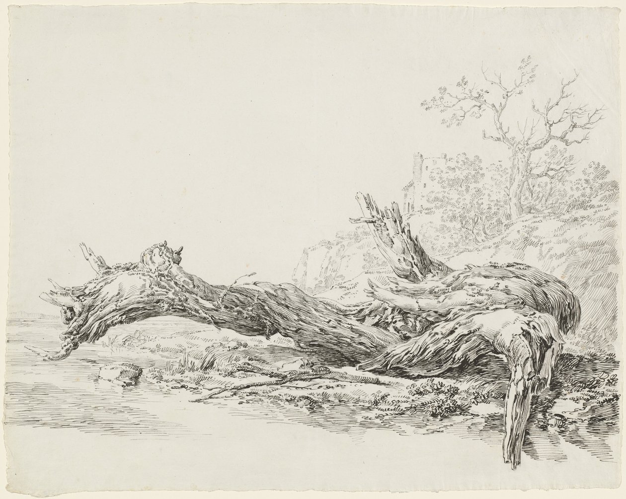 Un Árbol Antiguo Caído Junto a un Arroyo de Jean Antoine Constantin