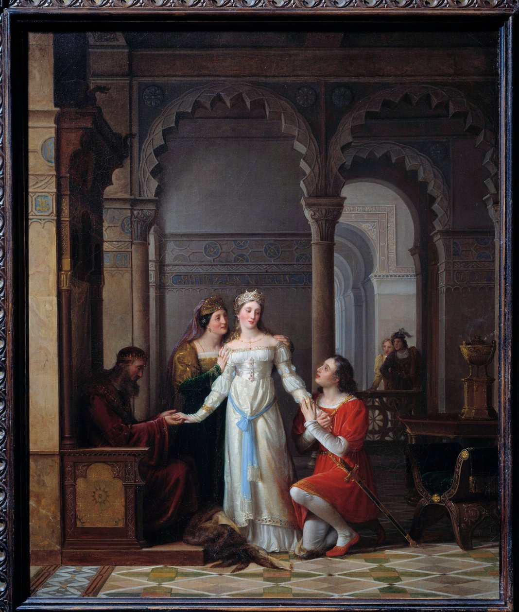 Piel de asno Ilustración del cuento de Charles Perrault (1628-1703) del mismo nombre representando a la joven princesa en el palacio de su padre enamorado de ella. Pintura de Jean Antoine Laurent (1763-1832) 1819 de Jean Antoine Laurent