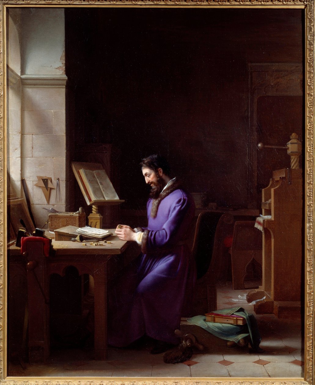 Johannes Gensfleisch Gutenberg inventando la imprenta de Jean Antoine Laurent