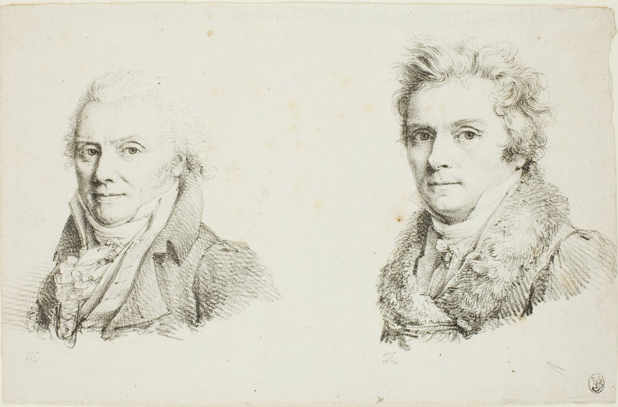 Autorretrato con abrigo de tela oscura y autorretrato con abrigo de cuello de piel de Jean Antoine Laurent