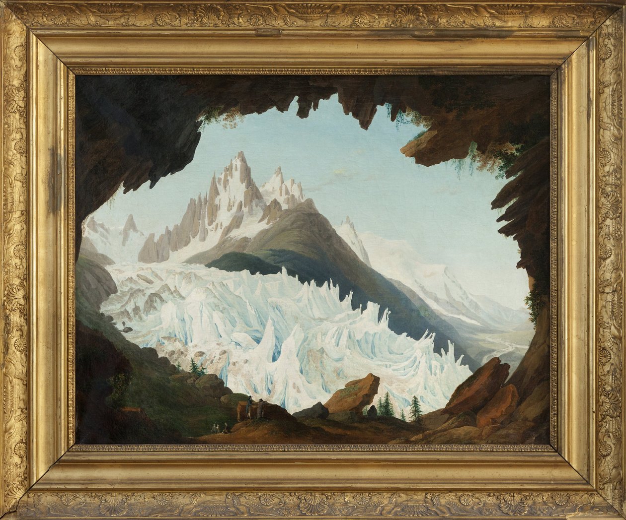 Vista de los Alpes tomada desde la bóveda denominada Chapeau of the Woods Glacier (óleo sobre lienzo) de Jean Antoine Linck