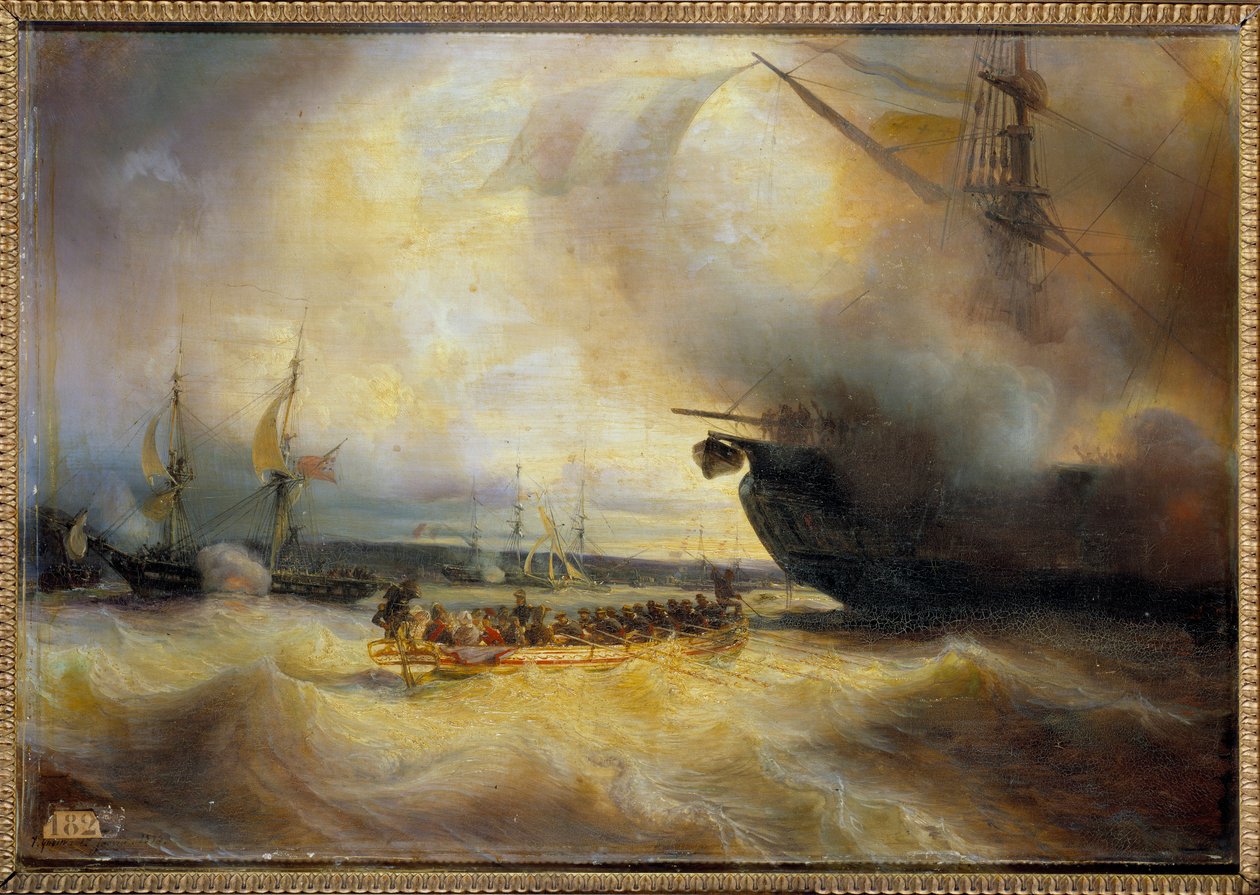 El rey Luis Felipe I y la familia real en el puerto de Cherburgo el 3 de septiembre de Jean Antoine Theodore Gudin