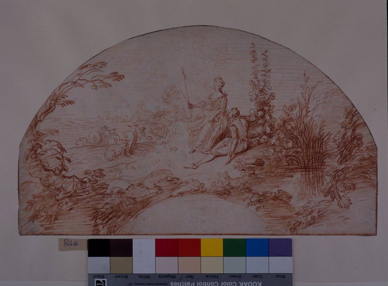 Una pastora sentada con su amado de Jean Antoine Watteau