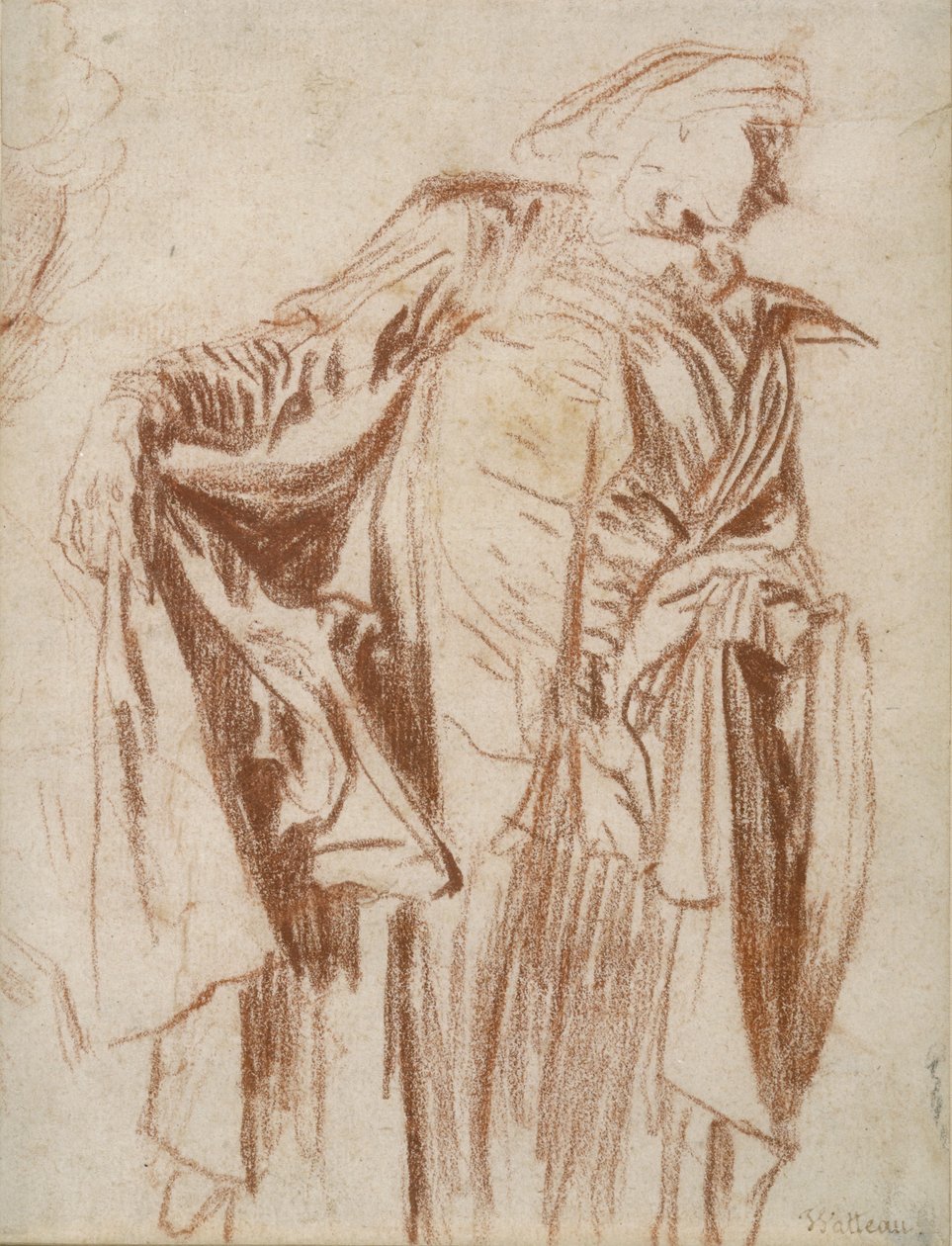 Actor de pie con la cabeza girada a la derecha, c. 1719-1720 de Jean Antoine Watteau
