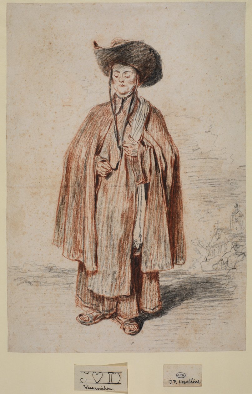 Fraile carmelita, de pie, circa 1715 de Jean Antoine Watteau