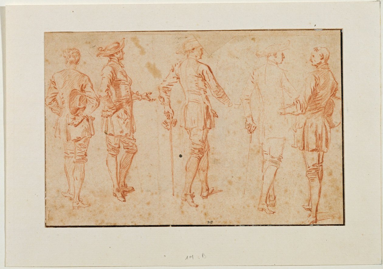 Cinco hombres de pie ... de Jean Antoine Watteau