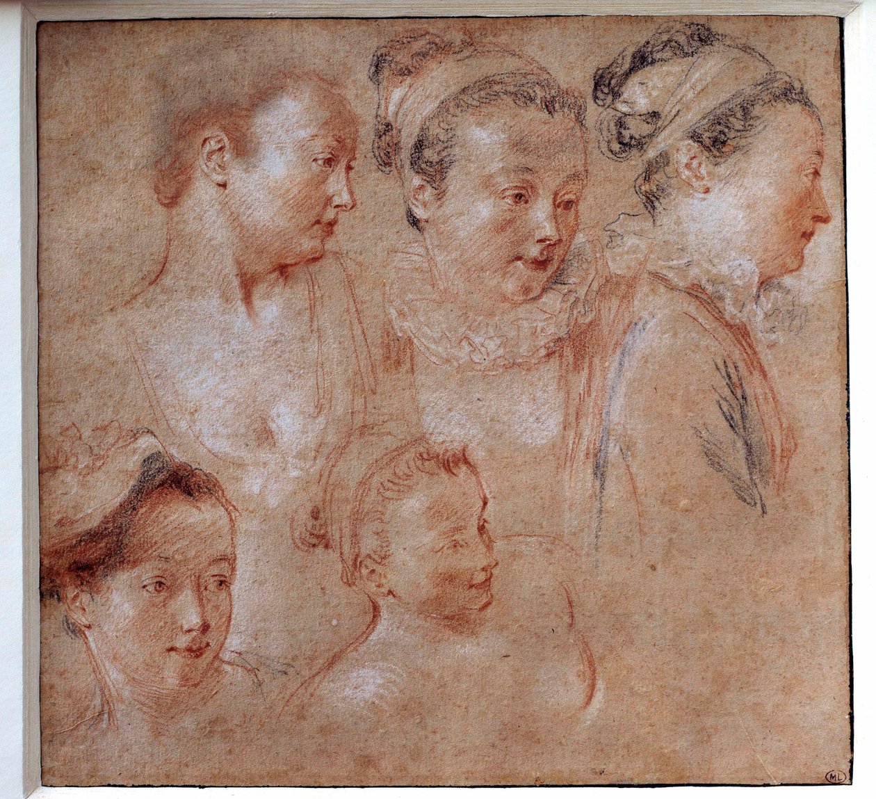 Cinco peinados de mujeres de Jean Antoine Watteau