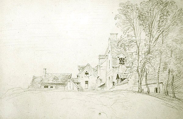 Paisaje a lo largo de un camino bordeado de árboles de Jean Antoine Watteau