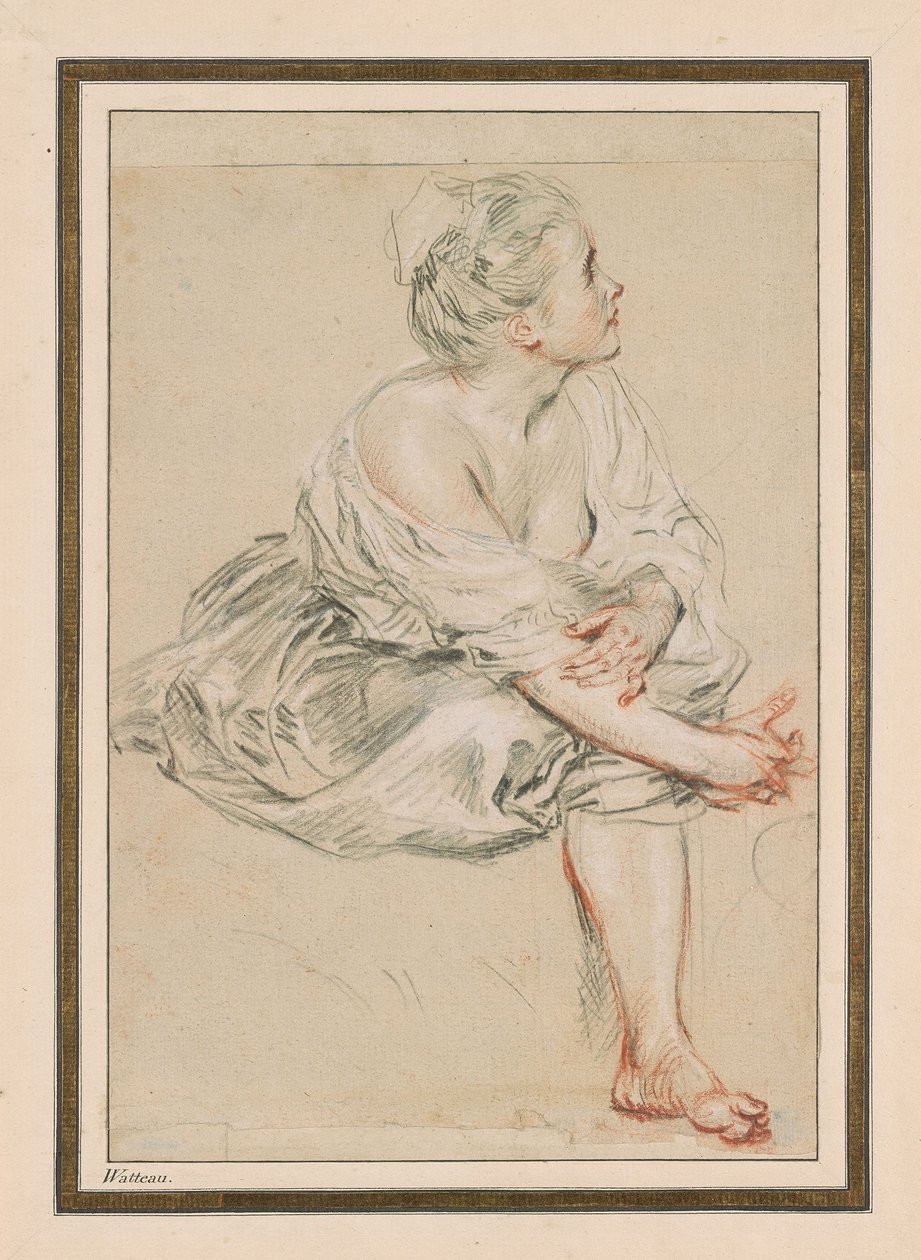 Joven mujer sentada, c. 1716 de Jean Antoine Watteau
