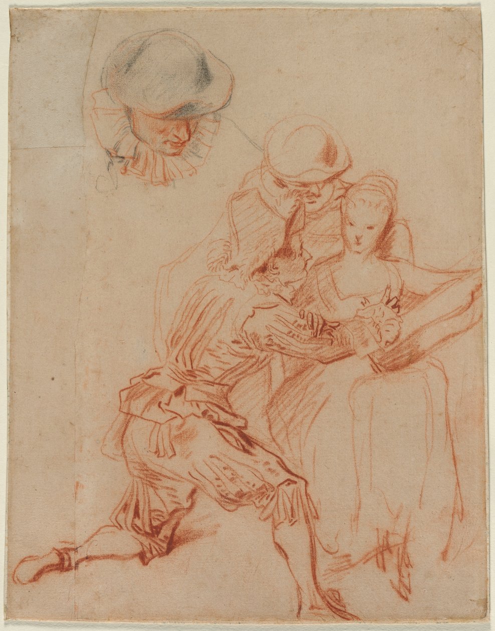 Estudio para El Narrador Le Conteur, c. 1716 de Jean Antoine Watteau