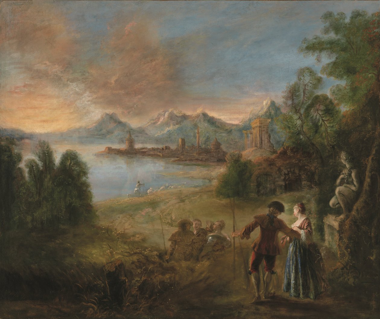 La peregrinación a la isla de Citera (óleo sobre lienzo) de Jean Antoine Watteau