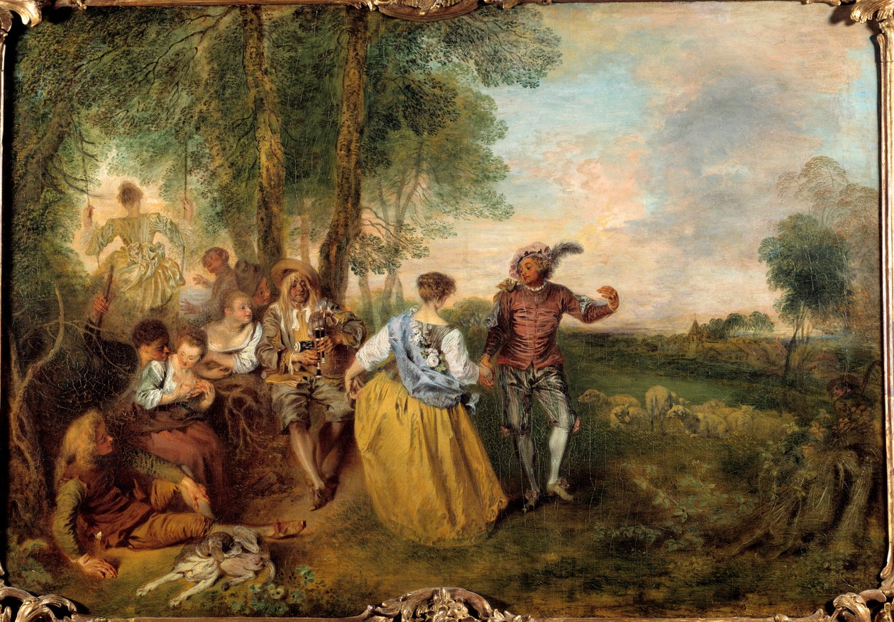 Los pastores. Pintura de Jean Antoine Watteau (1684-1721) de Jean Antoine Watteau