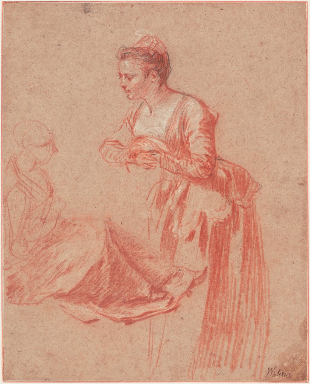 Dos Estudios de Figura de una Mujer Joven, c. 1716 de Jean Antoine Watteau