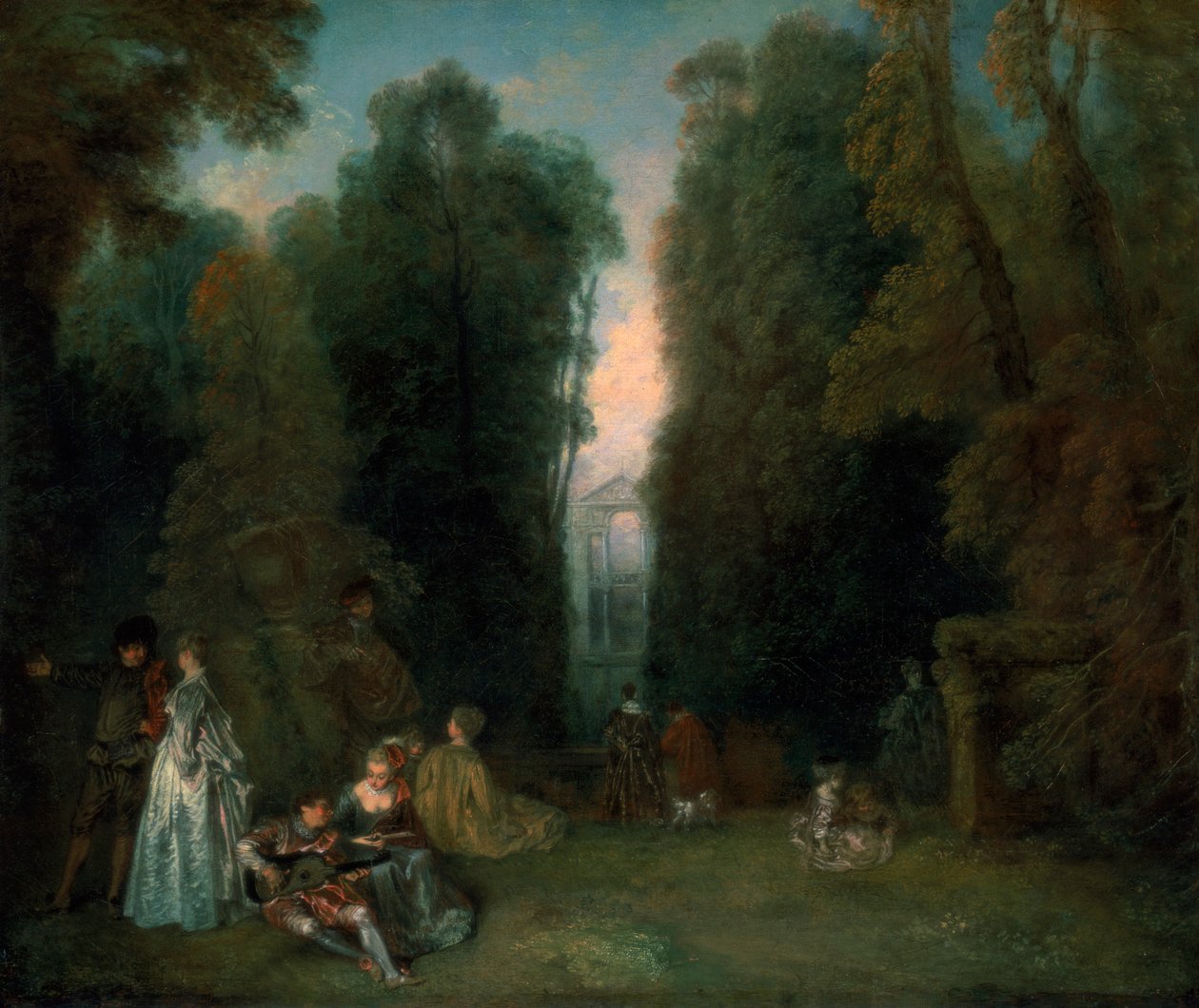 Vista a través de los árboles en el Parque de Pierre Crozat, 1715 de Jean Antoine Watteau