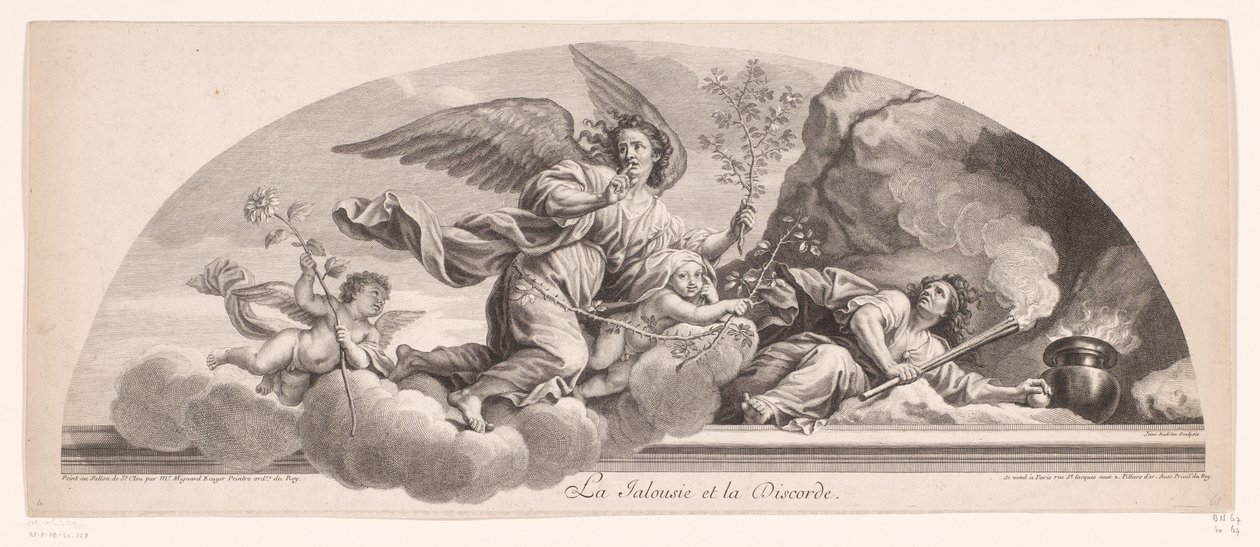 Representación alegórica con Celos y Disconformidad La Jalousie et la Discorde (título sobre objeto) de Jean Audran