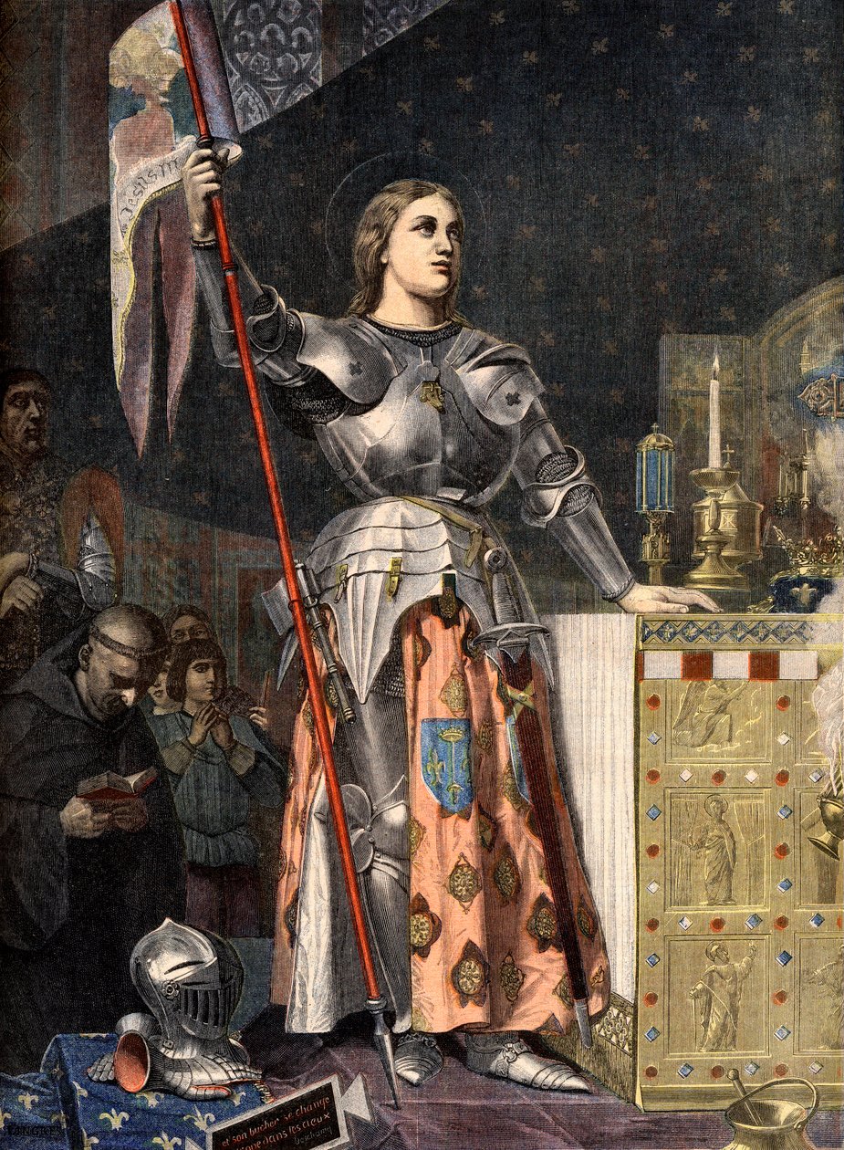 Retrato de Juana de Arco (1412 - 1431) en la coronación de Carlos VII (1429) grabado por Ingres - Juana de Arco en la coronación de Carlos VII grabado después de Ingres de Jean Auguste Dominique (after) Ingres