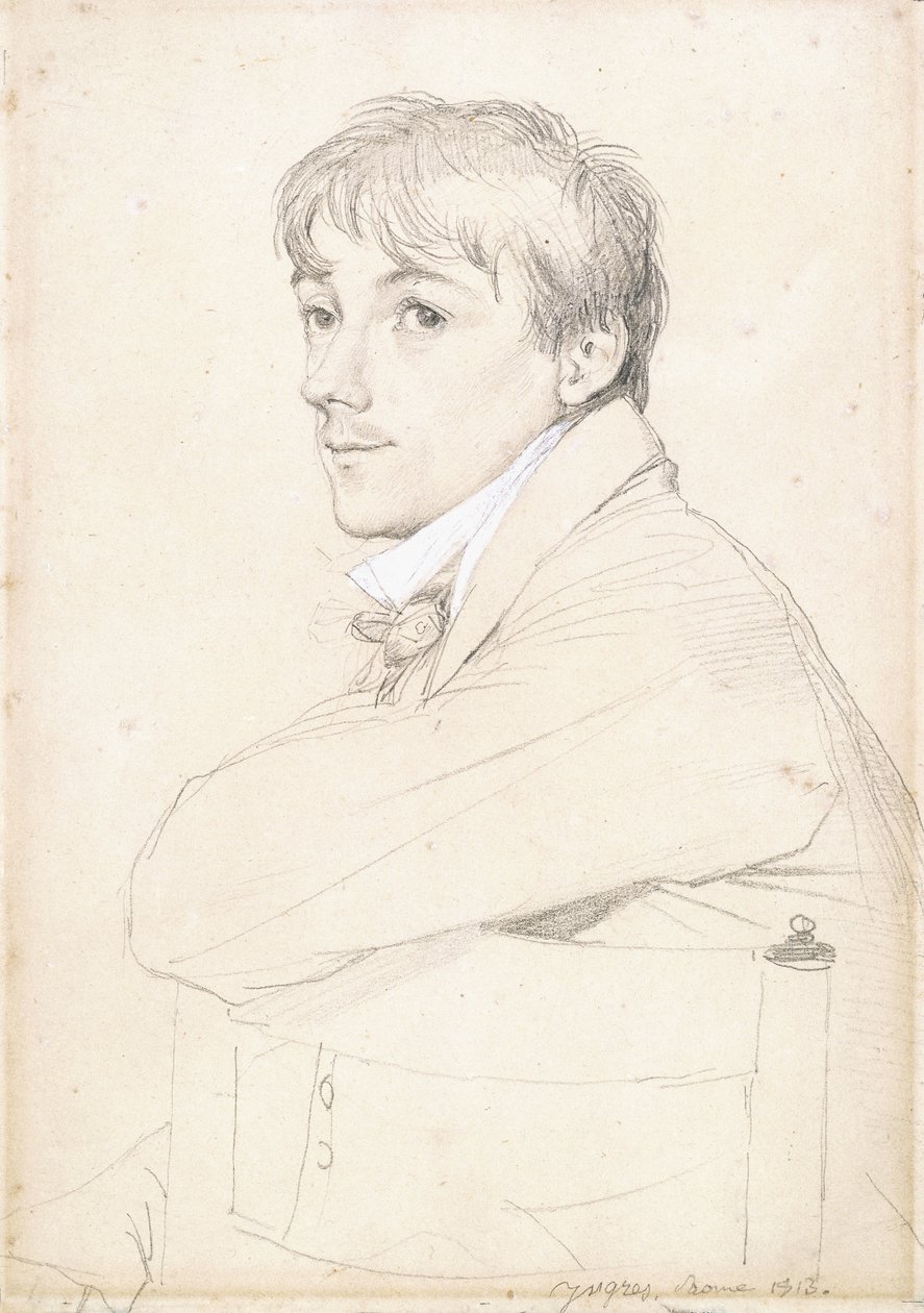 Jean-Louis Provost, sentado y descansando su brazo izquierdo en el respaldo de una silla, 1813 de Jean Auguste Dominique Ingres