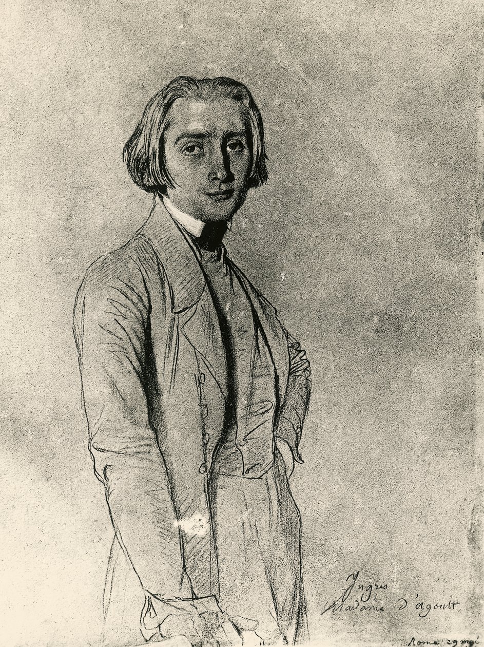 Retrato de Franz Liszt (dibujo) de Jean Auguste Dominique Ingres