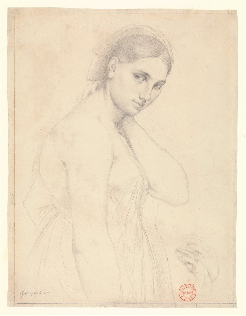 Estudio para «Rafael y la Fornarina» (?) de Jean Auguste Dominique Ingres