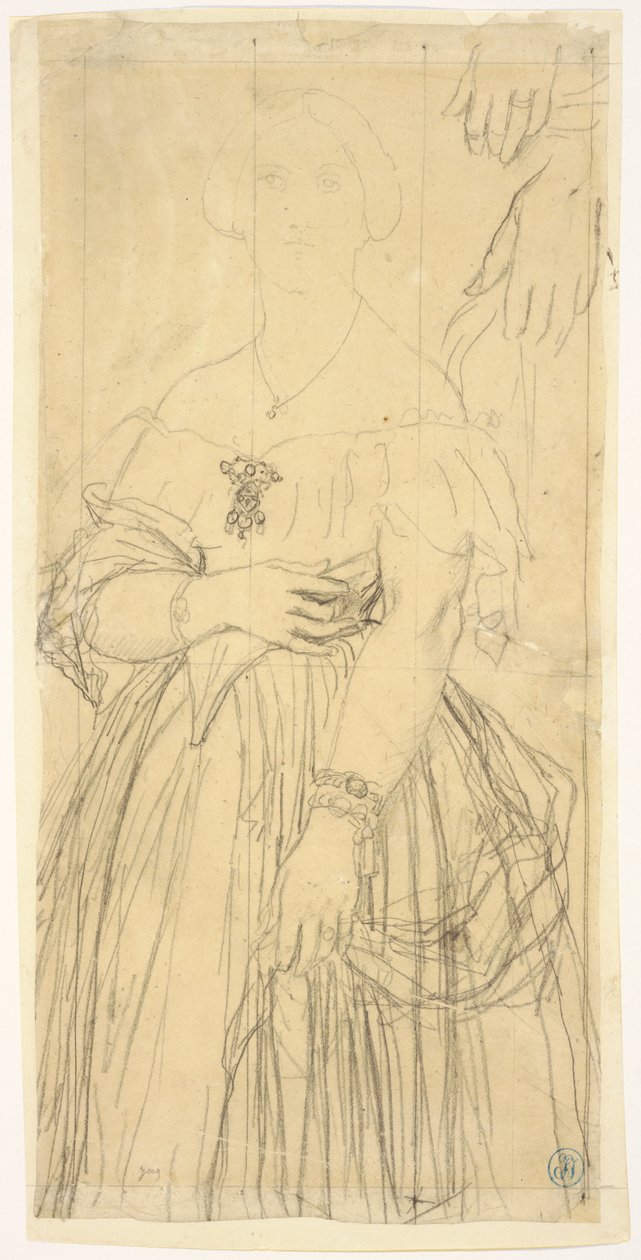 Estudio para el vestido y las manos de Madame Moitessier de Jean Auguste Dominique Ingres