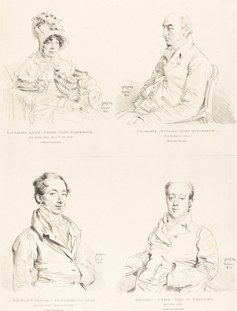 Sylvester (Douglas) Lord Glenbervie; Katherine Anne (North) Glenbervie; Frederic (North) Conde de Guilford; Frederic Sylvester Douglas de Jean Auguste Dominique Ingres