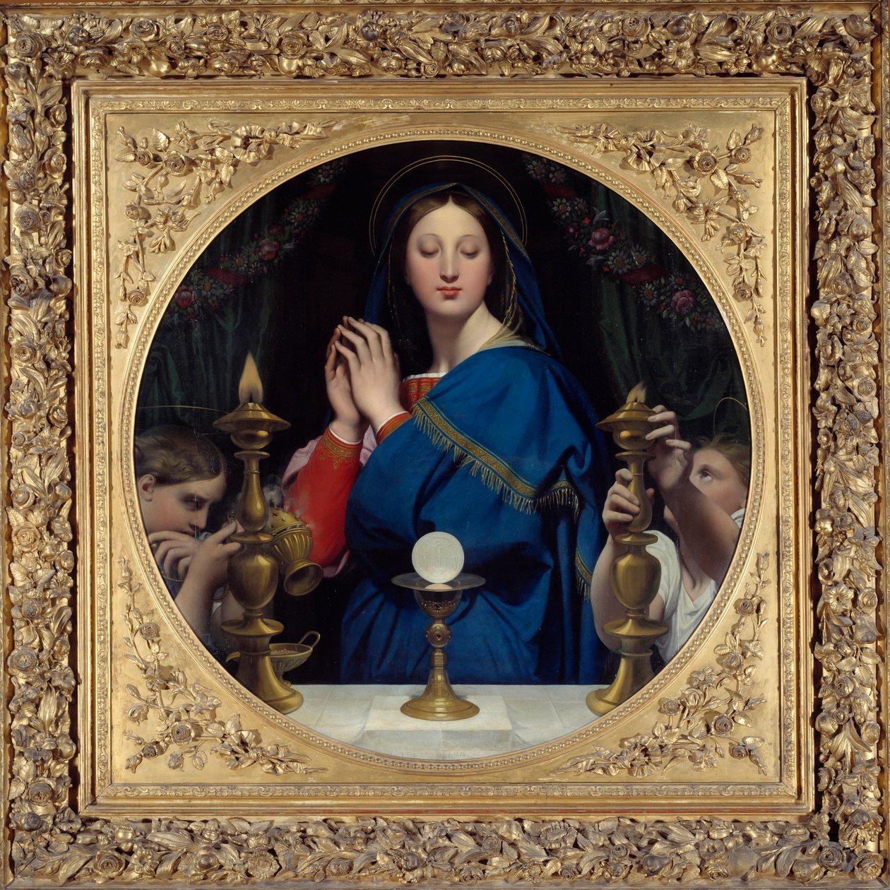 La virgen adorando la hostia de Jean Auguste Dominique Ingres