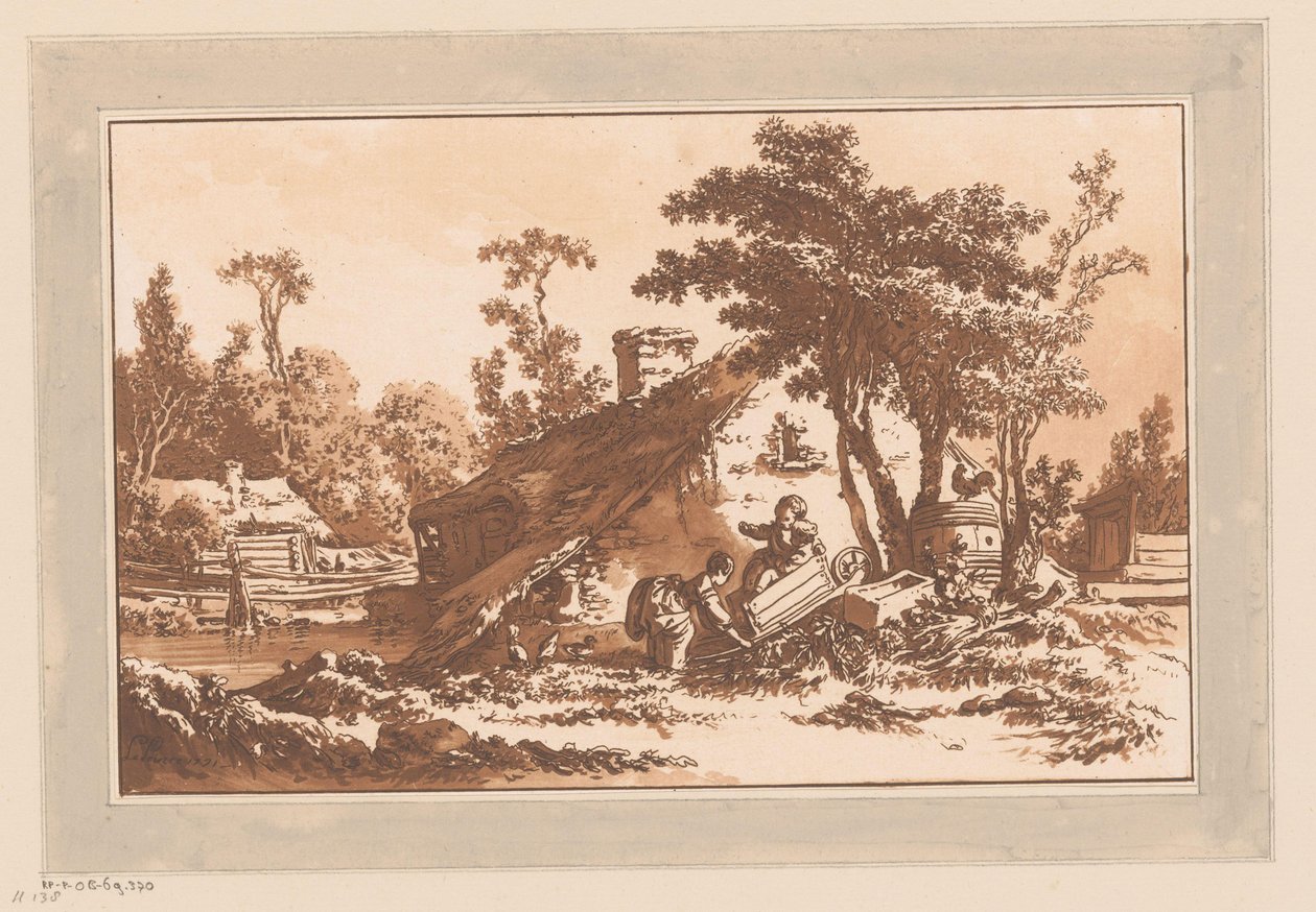 Niños jugando en una granja de Jean Baptist Leprince