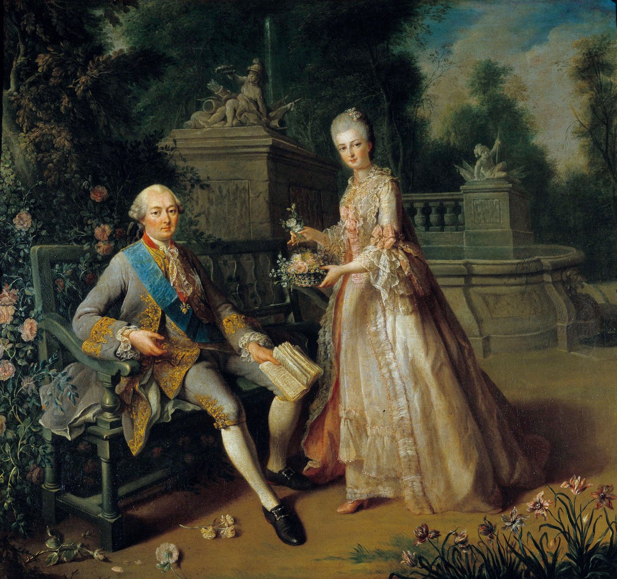 Luis Jean Marie de Borbón, Duque de Penthièvre (1725-1793) y su hija Louise Adelaide (1753-1821) que se convirtió en Duquesa de Orleans y esposa de Luis Felipe II de Orleans, llamado Felipe Igualdad (1747-1793) de Jean Baptiste Charpentier