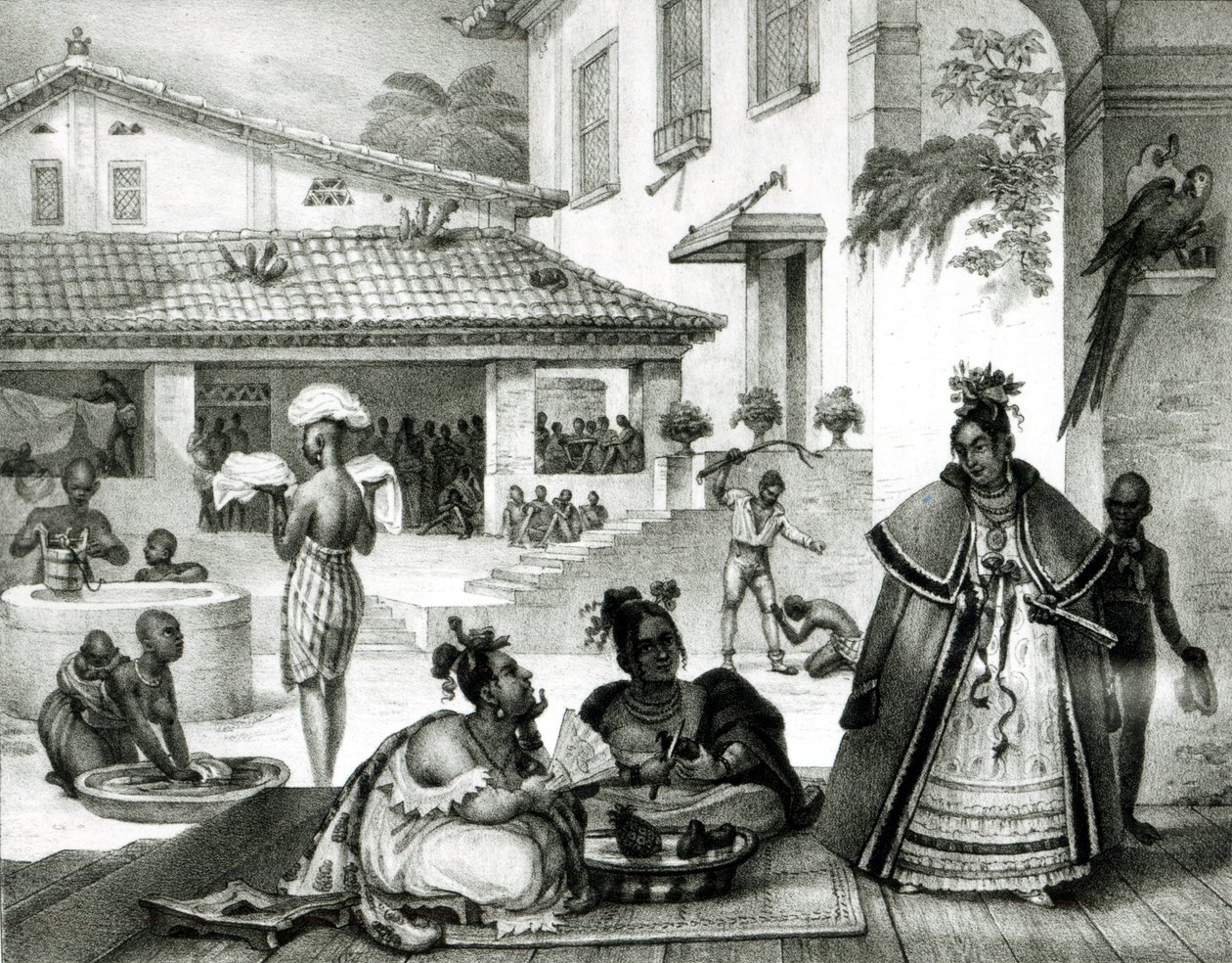 Interior de una casa de Cigganos, de "Voyage Pictoresque et Historique au Bresil". de Jean Baptiste (after) Debret