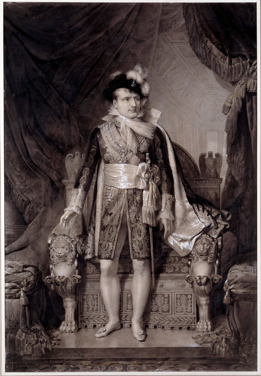 Retrato de Napoleón I (1769-1821) en traje de boda con María Luisa de Austria (1791-1847) el 2/04/1810 de Jean Baptiste (after) Isabey