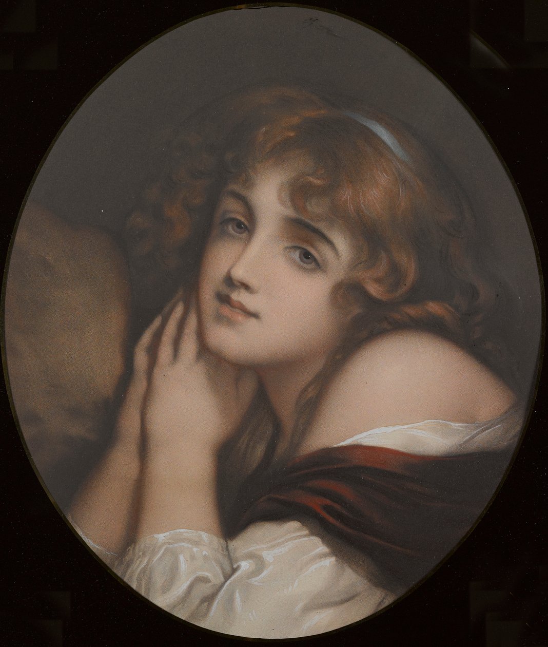 Inocencia, retrato de mujer (grabado coloreado) de Jean Baptiste (manner of) Greuze