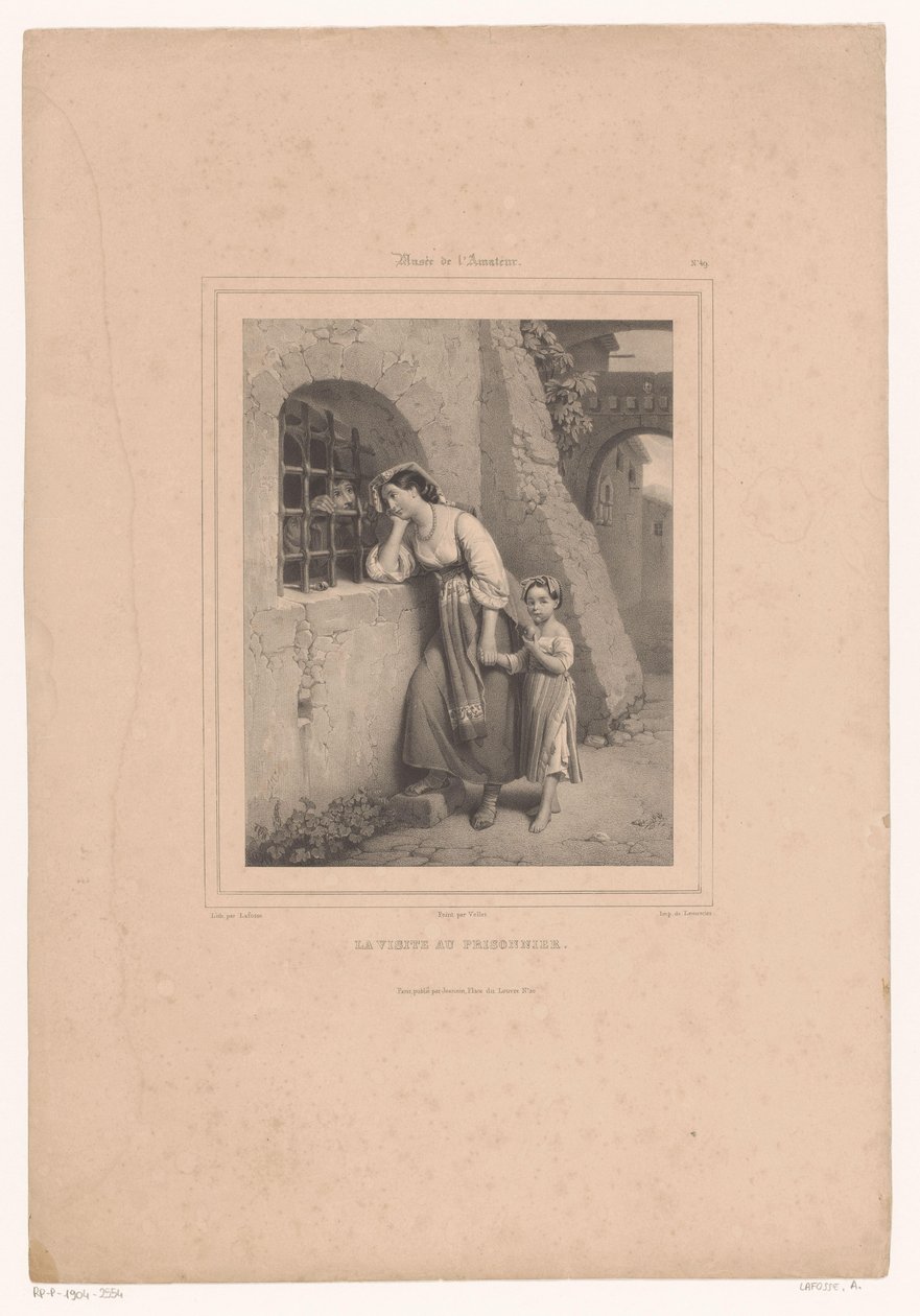 Mujer y niño visitan a un preso La visite au prisonnier (título sobre objeto) Museo para los amantes del arte (título de la serie) Musée de l