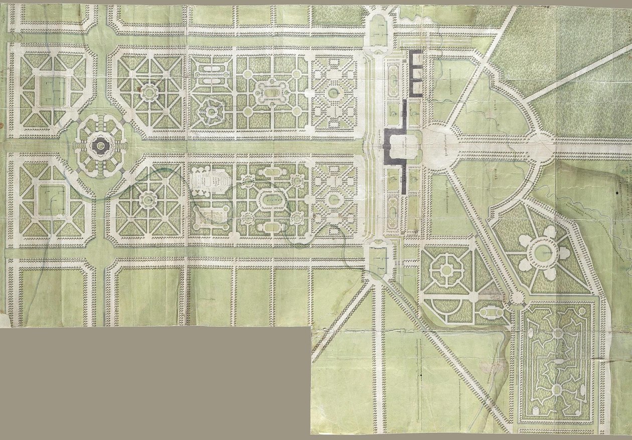 Diseño para el palacio y parque de Strelna, 1717 de Jean Baptiste Alexandre Le Blond