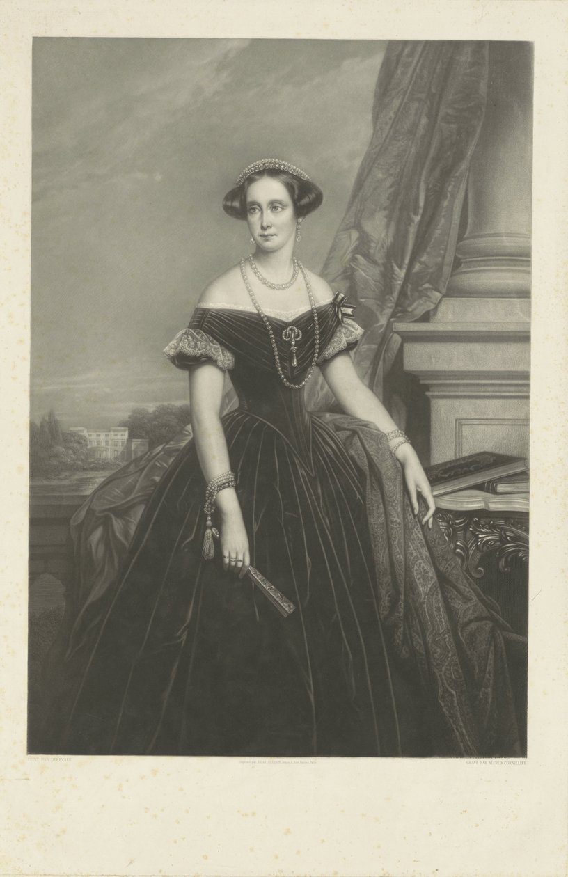 Retrato de LouisaAug. voluntad Amalia de Prusia, consorte del príncipe Frederik sin título a Nic. De Keyser de Jean Baptiste Alfred Cornilliet