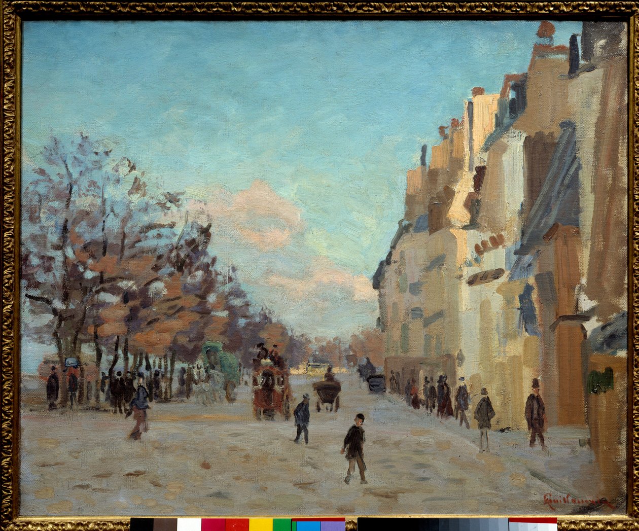 Quai de la gare en París, efecto de nieve de Jean Baptiste Armand Guillaumin