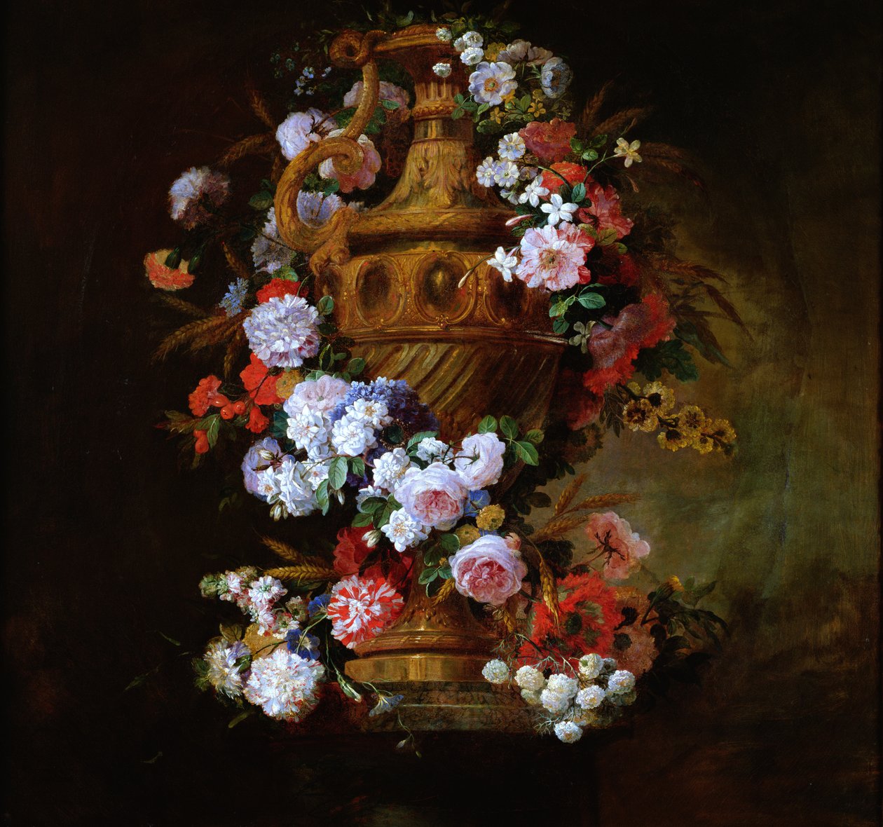 Jarrón rodeado por una guirnalda de flores de Jean Baptiste Belin de Fontenay