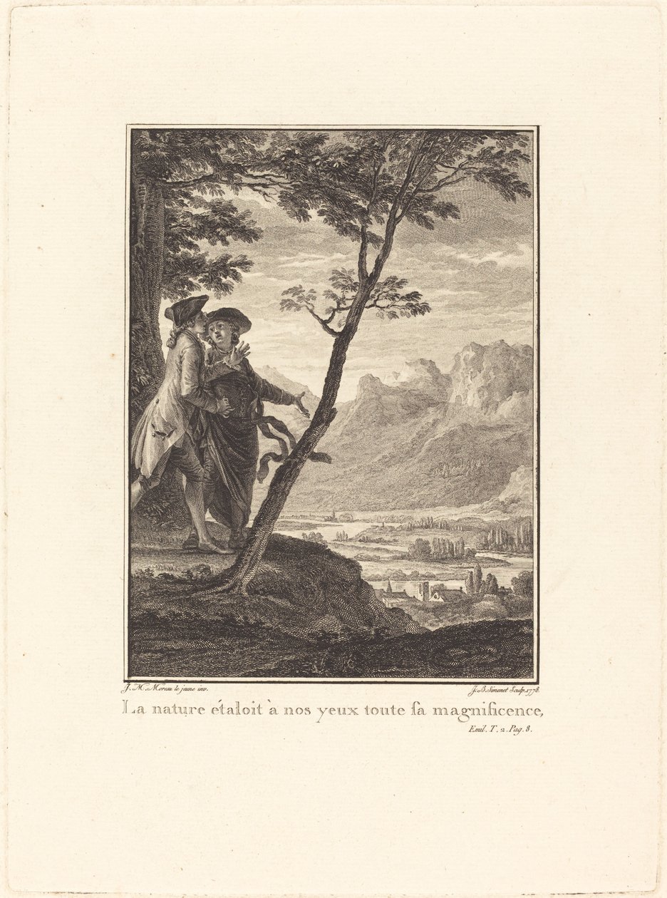 La naturaleza desplegaba ante nuestros ojos toda su magnificencia de Jean Baptiste Blaise Simonet after Jean Michel Moreau