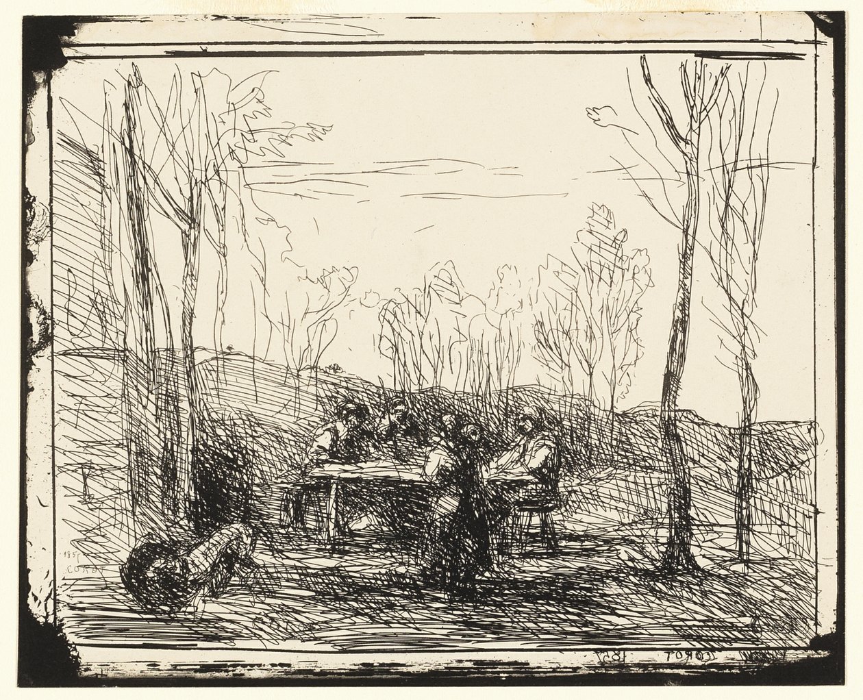 Un picnic en el claro de Jean Baptiste Camille Corot
