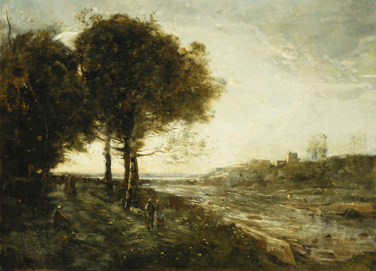 Un río en Romaña de Jean Baptiste Camille Corot