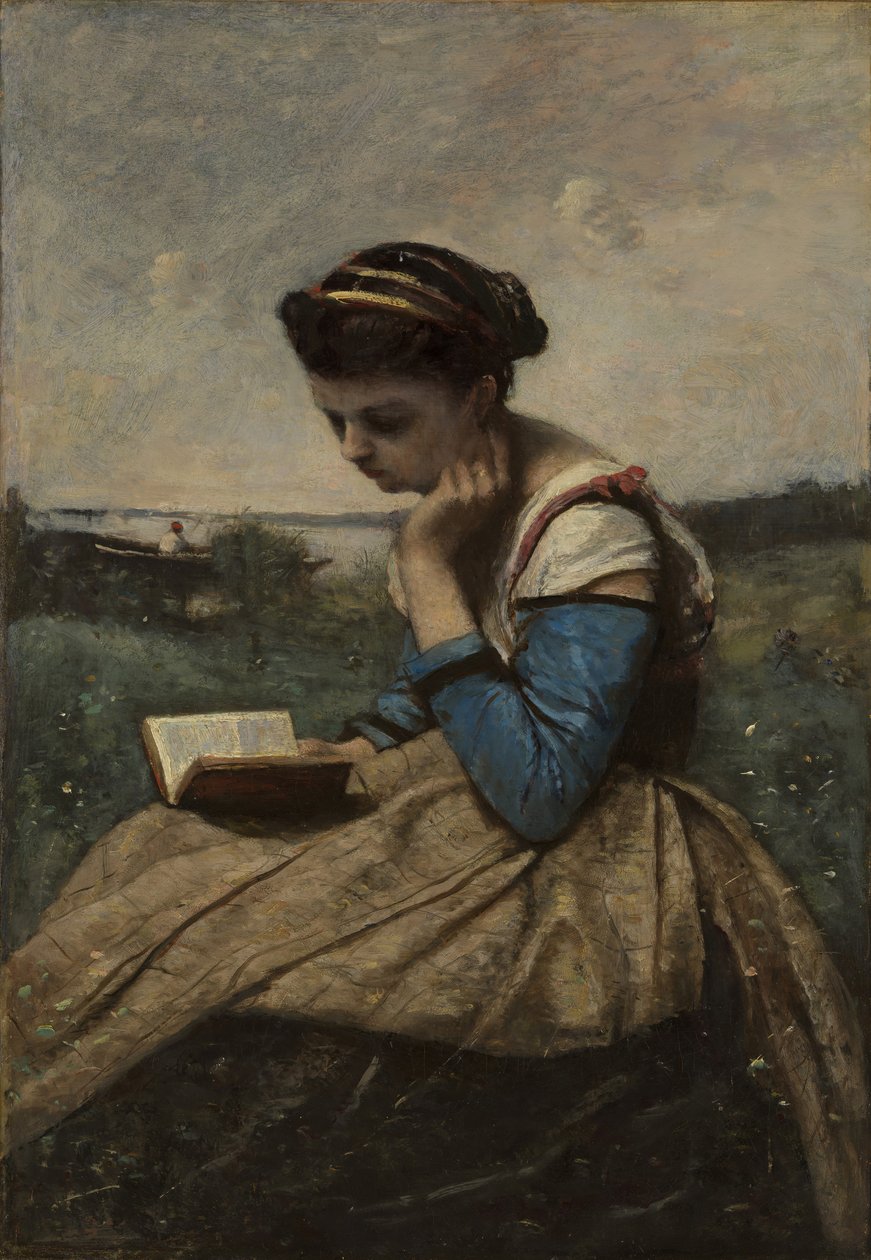 Una mujer leyendo, 1869 y 1870 de Jean Baptiste Camille Corot