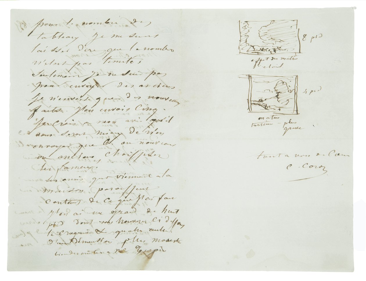 Carta autógrafa al pintor paisajista y político Charles Le Roux, París, 29 de enero de 1855 de Jean Baptiste Camille Corot