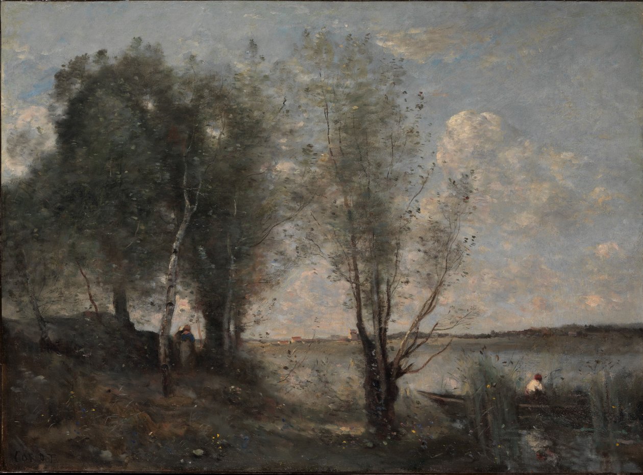Barquero entre los juncos, c.1865 de Jean Baptiste Camille Corot