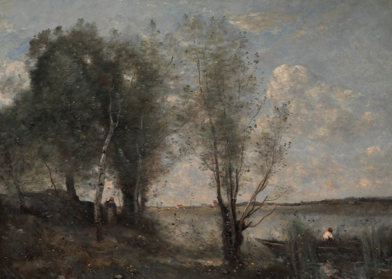 Barquero entre los juncos, ca. 1865 de Jean Baptiste Camille Corot
