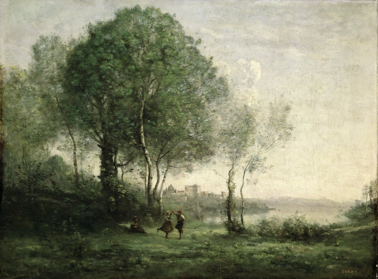 Castel Gandolfo, pastores tiroleses danzantes de Jean Baptiste Camille Corot