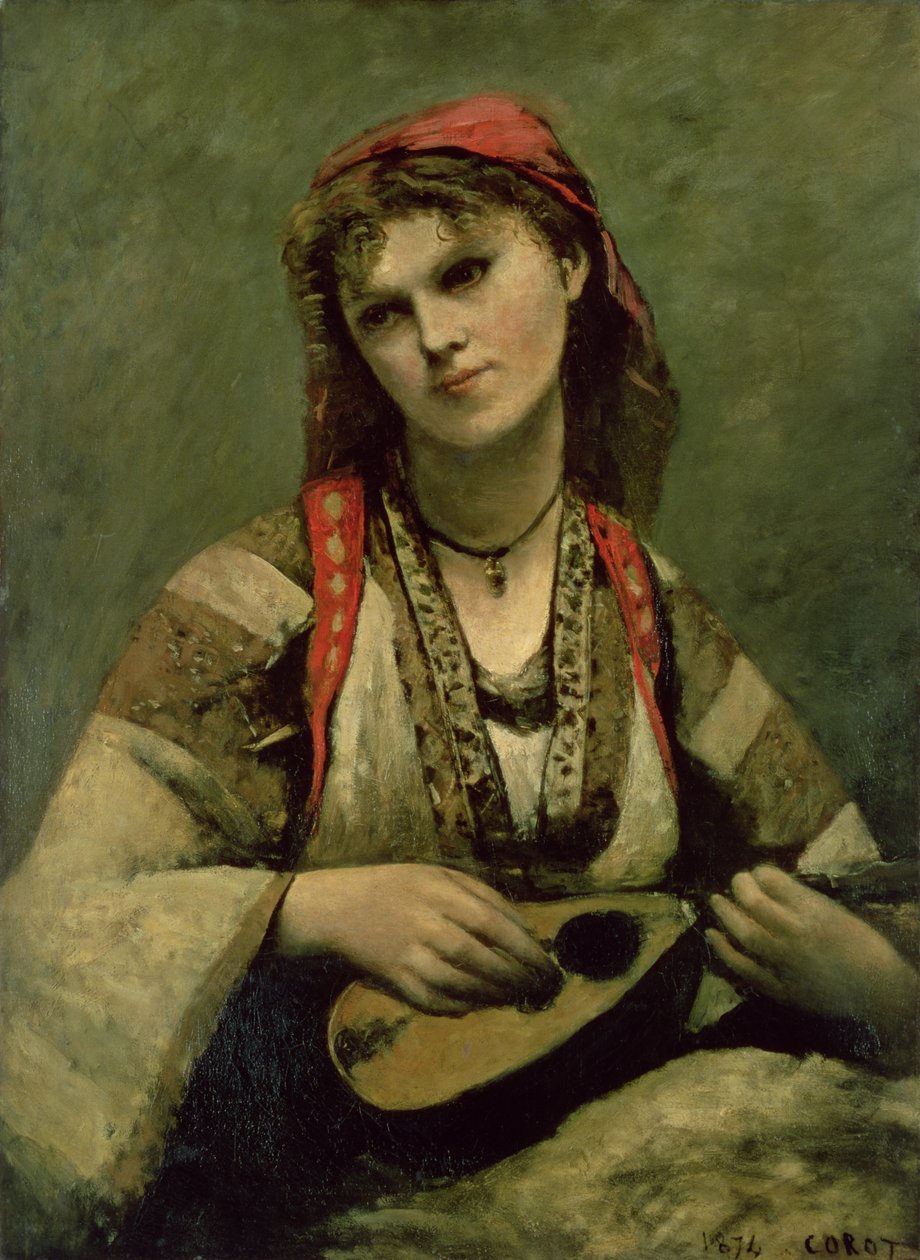 Christine Nilson (1843-1921) o La bohemia con una mandolina de Jean Baptiste Camille Corot