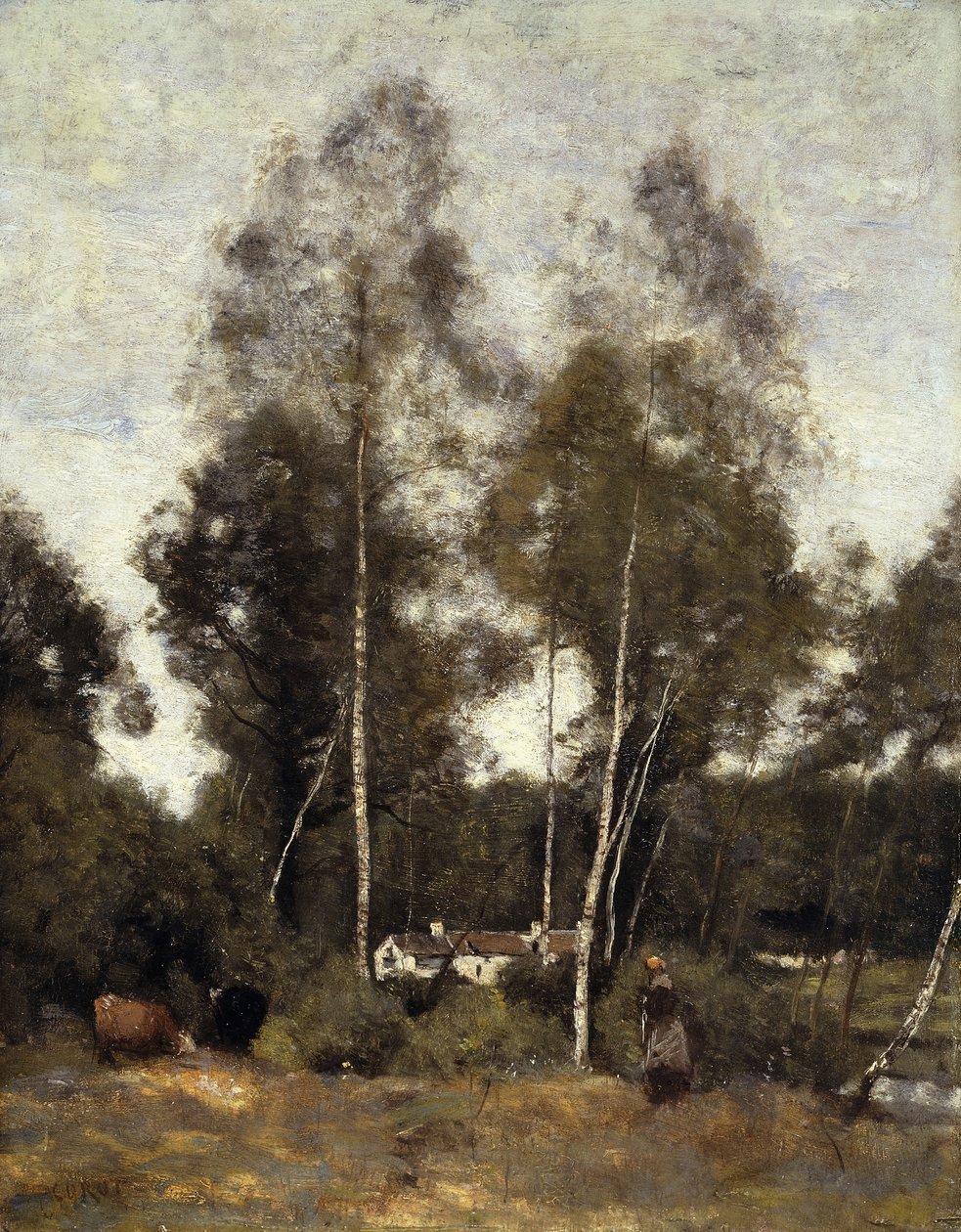Clairiere Pierre du Bois, los Evaux, cerca de Chateau-Thierry; Clairiere du Bois Pierre, aux Evaux, pres Chateau-Thierry, c.1855-65 de Jean Baptiste Camille Corot